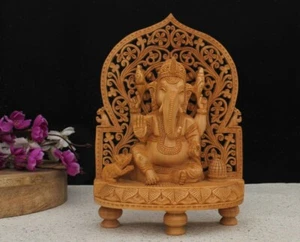 Figura de regalo de Dios Hindú de Madera Señor Ganesha ídolo escultura decoración del hogar deidad - Imagen 1 de 4