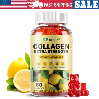 Gomitas de colágeno hidrolizado premium con vitamina C, zinc y biotina -60 gomitas Foto 1 de 4