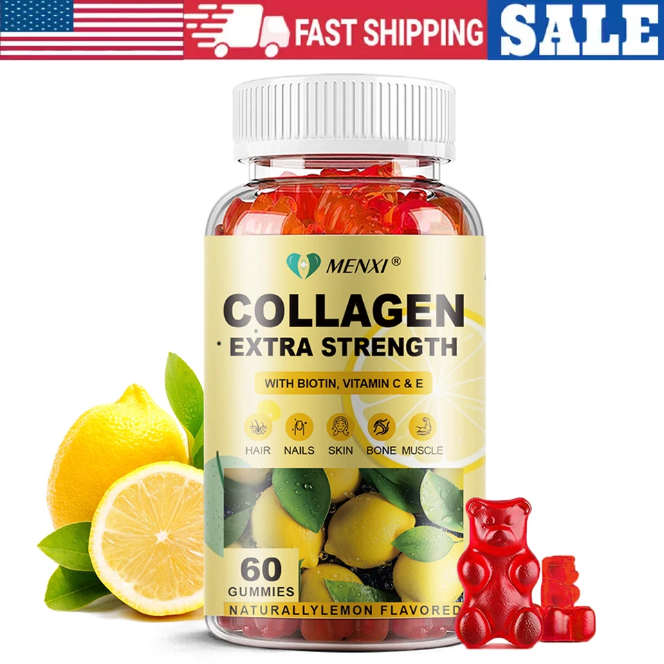Gomitas de colágeno hidrolizado premium con vitamina C, zinc y biotina -60 gomitas Foto 1 de 4