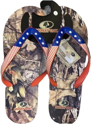 Men’s Mossy Oak Patriotic Camouflage Flip Flops, Large 11/12 - Image 1 of 4