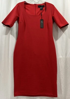 NUEVO Vestido ceñido al cuerpo rojo con cremallera trasera manga corta colección Kardashian para mujer talla L Foto 1 de 4