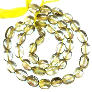 "Cuarzo amarillo limón pequeño 8 mm - 10 mm cuenta de piedras preciosas ovalada inflada 14" - Imagen 1 de 3