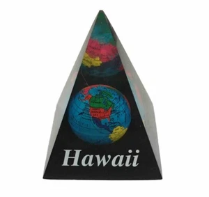 Vintage Hawaii Lucite Pyramid W/World Globe Desktop Paper Weight 2 3/4 h” - Picture 1 of 6