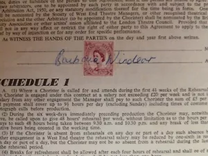 Barbara Windsor original handsigniert "Keep Your Hair On" Theatervertrag 1957 - Bild 1 von 8