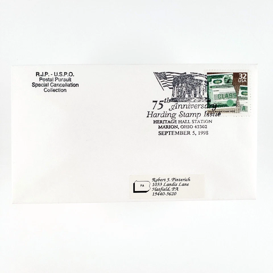 Marion Ohio First Day Cover 1998 Heritage Hall Station Harding Stamp USPO C3395 - Image 1 of 2