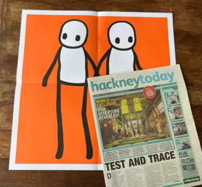 Stik - Holding Hands ORANGE inkl. Hackney Zeitung 2020 - ORIGINAL Poster - Bild 1 von 4