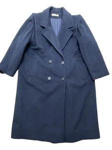 Forecaster of Boston Womens Coat Size 14 Navy Blue Wool Blend Long Double Breast - Picture 1 of 11