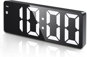 AMIR Digital LED Alarm Clock for Bedroom – Modern Corded Table Clock Black - Picture 1 of 7