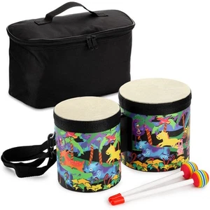 5 and 6 Bongo Drum with Storage Bag and Mallets Hand Drum Kids Drum Set Percussi - Picture 1 of 6