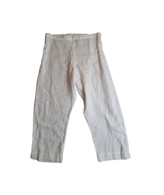 Pantalones para mujer Bryn Walker pequeños 100 % lino pierna ancha tiro alto blancos EE. UU. Foto 1 de 4
