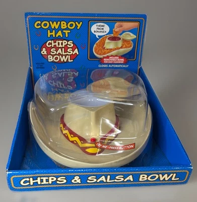 Vtg The Original Cowboy Hat Chips and Salsa Bowl Plays Theme From Bonanza NOS - Image 1 of 4