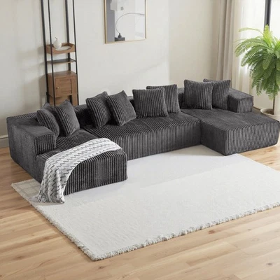 U-shaped sofa, modular sectional sofa, double recliner lounge, boneless sofa - Image 1 of 4