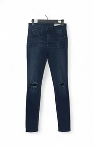 Jeans Rag & Bone Mojave 26 lavaggio scuro invecchiato 10 pollici skinny elasticizzato donna - Foto 1 di 10