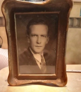 RARO Antiguo Marco de Fotos Corteza de Pastel 4 X 6 Coloreado a Mano Victoriano Foto De Colección - Imagen 1 de 5