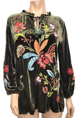 $295 NWT Johnny Was JWLA Isabella Velvet Field Blouse - S - OL69310124 - Image 1 of 4