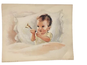 Baby Print Signed DEBORAH Vintage Litho Blue Eyes Blonde Hair Toy Arthur Kaplan - Picture 1 of 5