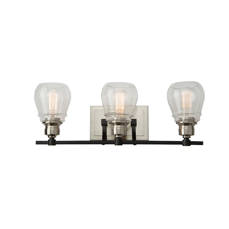 Artcraft Nelson 3 Light Vanity Light, Black/Brushed Nickel/Clear - AC11683NB - Image 1 of 1