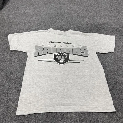 Vintage True Fan Oakland Raiders Spell Out Single Stitch Shirt USA Men Medium - Image 1 of 4