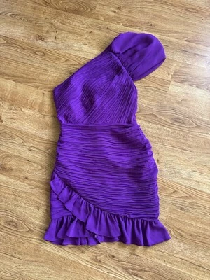 EXPRESS фиолетовый одно плечо мини-платье XS - Изображение 1 из 4