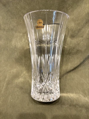 24% свинцовый кристалл Италии Oneida Capri коллекции стекла бриллиант ваза винтажный 10» высотой - Изображение 1 из 4