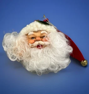 "Adorno de árbol de Navidad con cabeza de Papá Noel de plástico de colección barba rizada 4"" de alto 7"" de ancho" - Imagen 1 de 12