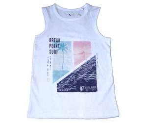 Boys Vest Sleeveless Top Summer T Shirt Break Point Surf 7 8 9 Years 100% Cotton - Picture 1 of 10