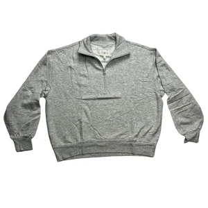 LOU & GREY Signature Soft Plush Quarter Zip Pullover Sweatshirt Gray Size S new - Picture 1 of 11