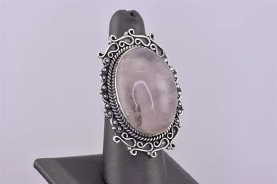 ENORME ANILLO DE PLATA ESTERLINA 47 mm pulido rosa cuarzo banda 21 g 925 talla: 7 Foto 1 de 4