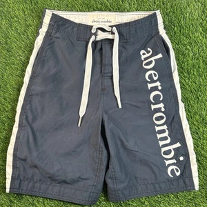 Abercrombie Kids Swim Trunks Boys Sz M Blue Spell Out Board Shorts Lined - Picture 1 of 12