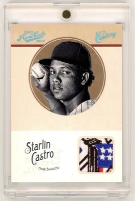 Parche 1/10 Cubs 2012 Playoff Prime Cuts Century Starlin Castro juego usado logotipo NL Foto 1 de 2