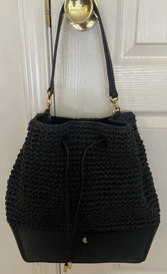 Lauren Ralph Lauren  Black Straw Tote Shoulder Bag. Some Wear - Image 1 of 4