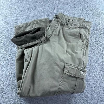 Wrangler Fleece Lined Cargo Pants Mens 36x30 (35x28) Khaki Pockets Utility - Image 1 of 4