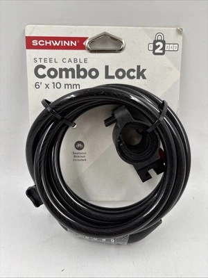 🔥🔥Schwinn SW80654 Combo Lock with Number Dial | 6' x 10mm | Black BRAND NEW - Image 1 of 4