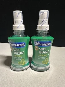 (2) Chloraseptic Sore Throat Spray Fast Relief Sugar Free Menthol 6oz Exp5/26 B6 - Picture 1 of 3