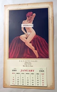 Reproduction Risque Calendar Red Head Model 1965 R & D Auto Sales Lubbock Texas - Picture 1 of 4