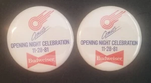 2 Kansas City Comets MISL Soccor Opening Night Celebration 11-28-81 1981 Button - Picture 1 of 2