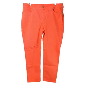NYDJ Jeans Size 14 Coral Tangerine Straight Tapered Leg High RIse Resort NWOT - Picture 1 of 15