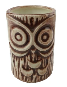 Hand-Made Art Pottery Mug OWL Toothpick Holder Stoneware Detailed Signed Dated - Picture 1 of 9