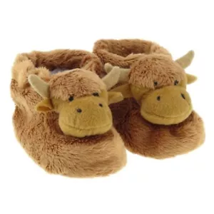 Scottish Cow Highland Coo Traditional Luxury Kids Baby Soft Baby Bootee New