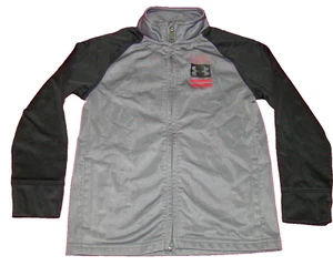 Under Armour Boys Size 5 Full Zip Track Jacket Gray Black Red - Picture 1 of 6