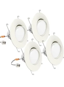 Sunco 4 Pack 5/6 inch Recessed LED Gimbal Lights (3000K Warm White) Dimmable - Picture 1 of 11