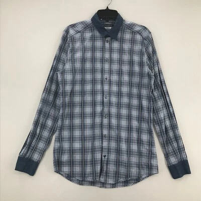 Dolce & Gabbana Shirt Mens 15 3/4 40 Blue White Black Plaid Button Long Sleeve - Image 1 of 4