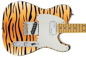 Guitar Skin Axe Wrap Re-skin Bass Reface Vinyl Decal Tiger Stripes Black Orange - Bild 1 von 9