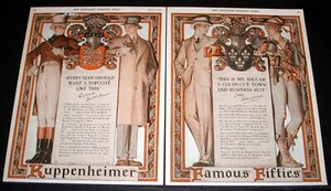 ALTE ZEITSCHRIFTENDRUCKANZEIGE 1927, KUPPENHEIMER BARTHELMESS, BARRYMORE-LEYENDECKER KUNST! - Bild 1 von 1