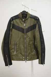 Diesel Leather Wolf Rule Venice jacket biker green black Size L - Picture 1 of 9