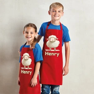 Personalised Any Name Sheep Waterproof Kids Apron. Craft Bake Cook Boy Girl - Picture 1 of 12