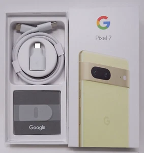 GOOGLE PIXEL 7 LEMONGRASS 128GB EMPTY PHONE BOX W/CABLE, ADAPTER,MANUAL - NICE! - Picture 1 of 1