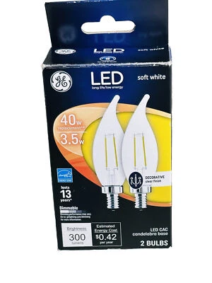 GE CAC E12 (Candelabra) LED Bulb Soft White 40 Watt Equivalence 2 pc Box - Image 1 of 4