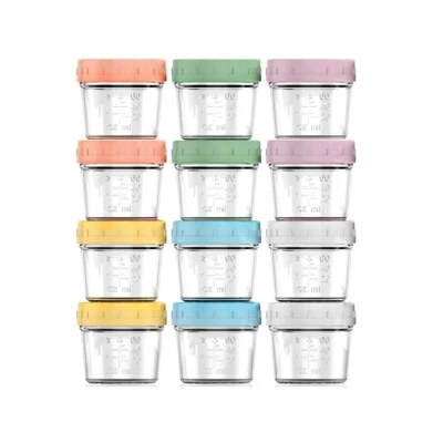 Glass Baby Food Storage Containers 12 Pack 4oz Baby Food Jars Reusable with Lids - Image 1 of 4