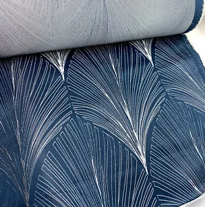 John Lewis Deco fan blue furnishing fabric 6 metres FREE POSTAGE - Picture 1 of 4